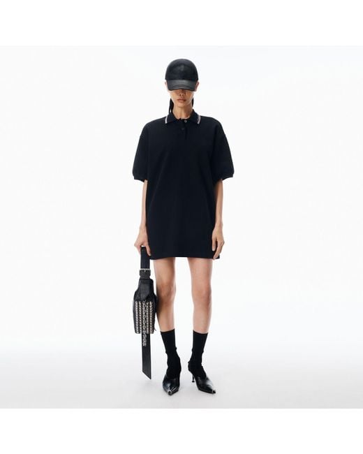 Alexander Wang Women's Black Relaxed Polo Cotton Minidress