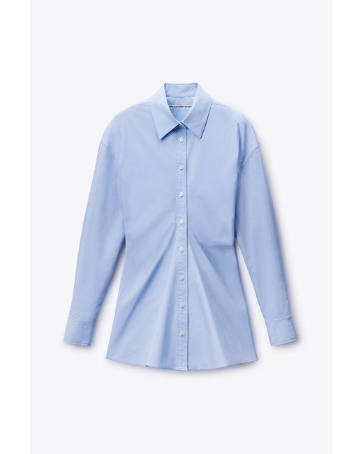 Alexander Wang Blue Stretch Cotton Zip Shirt Dress
