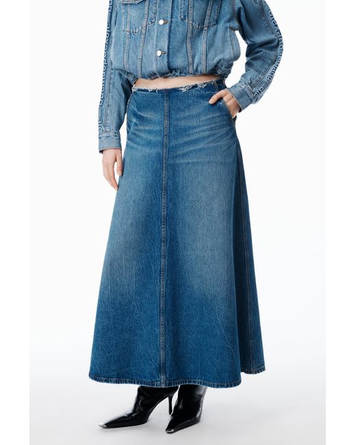 Alexander Wang Blue A-Line Denim Skirt Midi