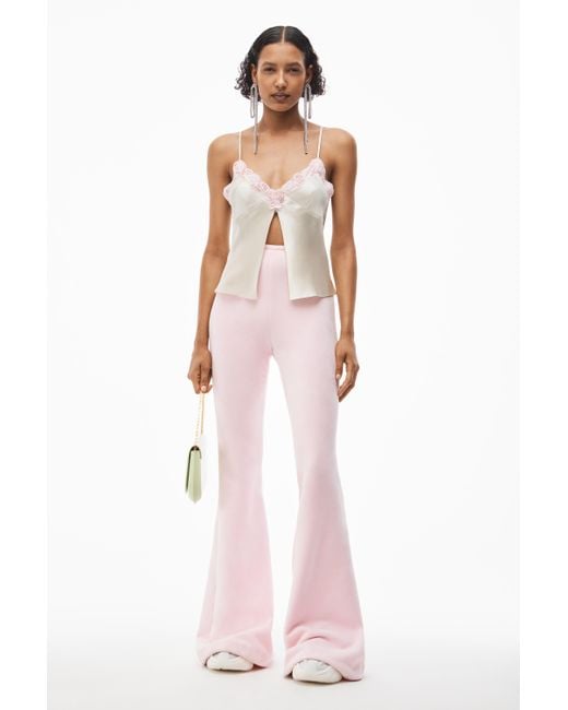 Alexander Wang Pink Flared Pant In Velour