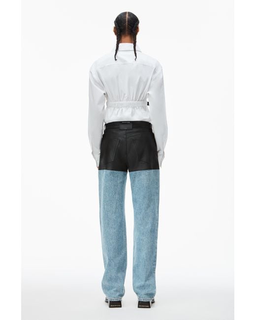 Alexander Wang Blue Leather Stacked Jean In Denim