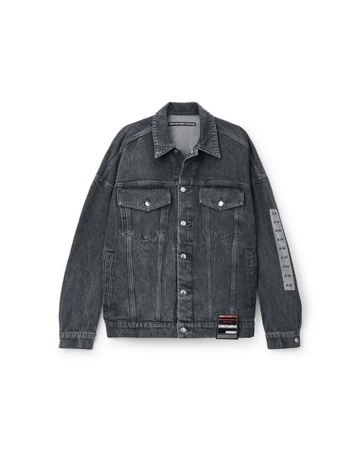 Alexander Wang Black Oversized Trucker Jacket W/ Flasher Graphic