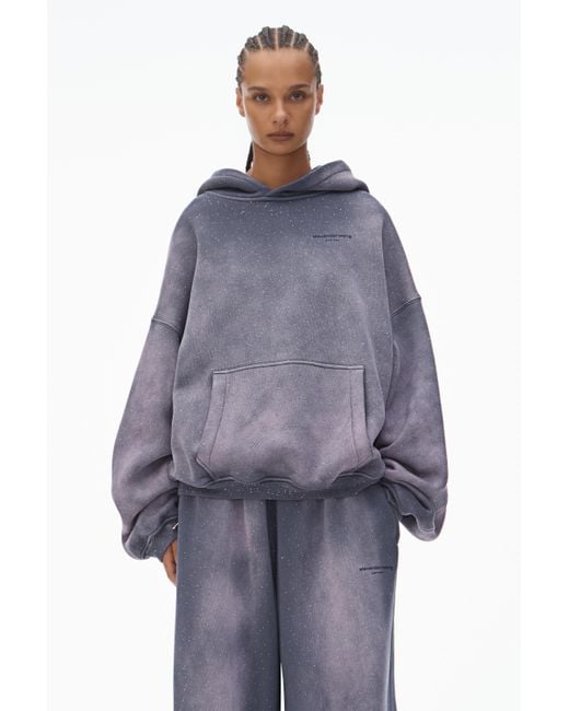 Alexander Wang Blue Unisex Crystal Hotfix Hoodie