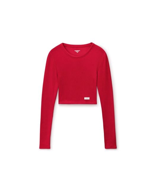Alexander Wang Red Cropped Long-Sleeve Tee