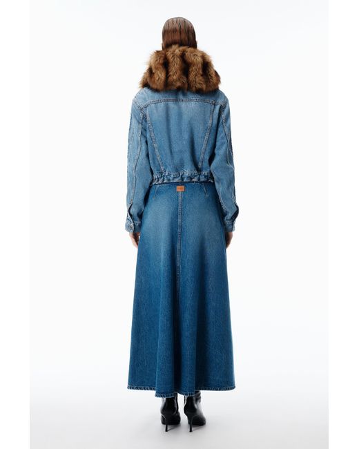 Alexander Wang Blue A-Line Denim Skirt Midi