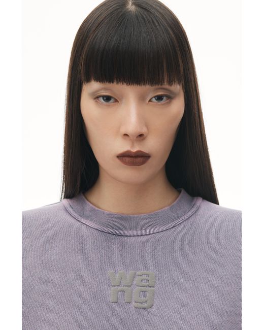 Alexander Wang Purple Puff Logo Sweatshirt In Structured Terry