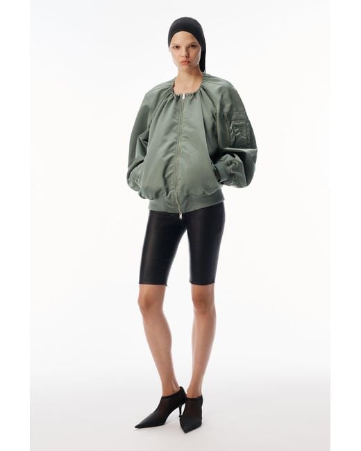 Alexander Wang Green Nylon Scoop Neck Bomber Jacket