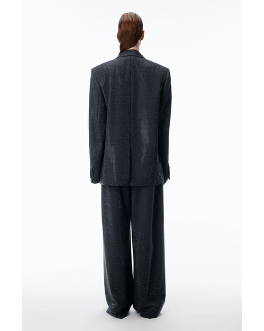 Alexander Wang Gray Crystal Hotfix Wool Mohair Tailored Pant