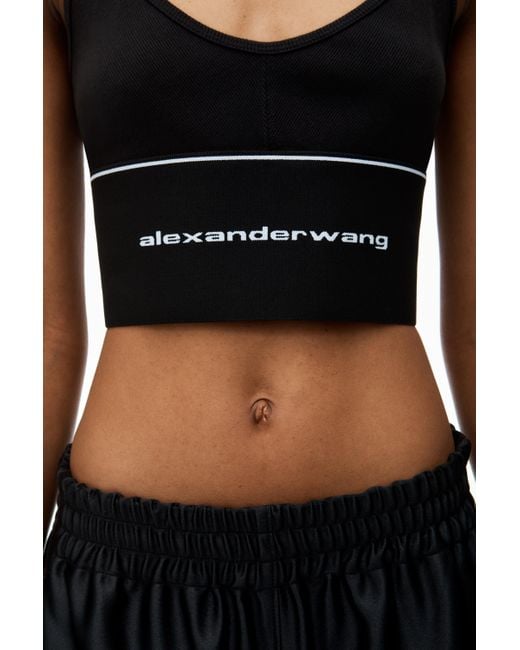 Alexander Wang Black Logo Elastic Bra