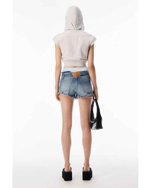 Alexander Wang Blue Boxer Drop Waistband Short