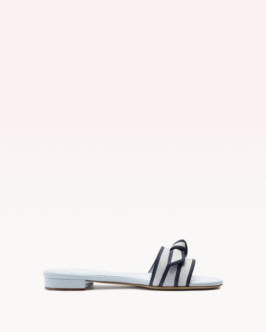 Alexandre Birman White Grosgrain Raffia Flat