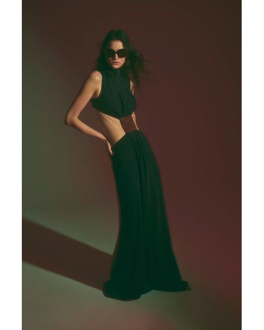 long silk shirt dress Silk Long Shirt Dress – 100% Silk Maxi, Flowing Fit Black / 36 main image 1
