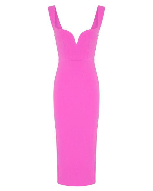 Alex Perry Suede Spencer Stretch Crepe Midi Dress in Pink - Save 1% ...