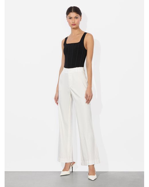 Alice + Olivia White Quinn Linen Kick Flare Pant