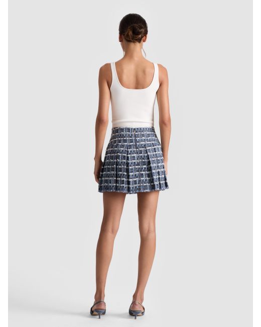Alice + Olivia Blue Emilie Frayed Box Mini Skirt