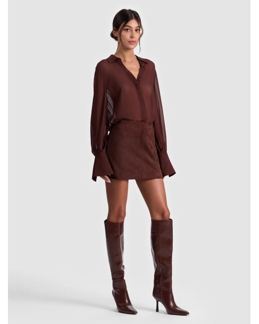 Alice + Olivia Brown Turner Button Down