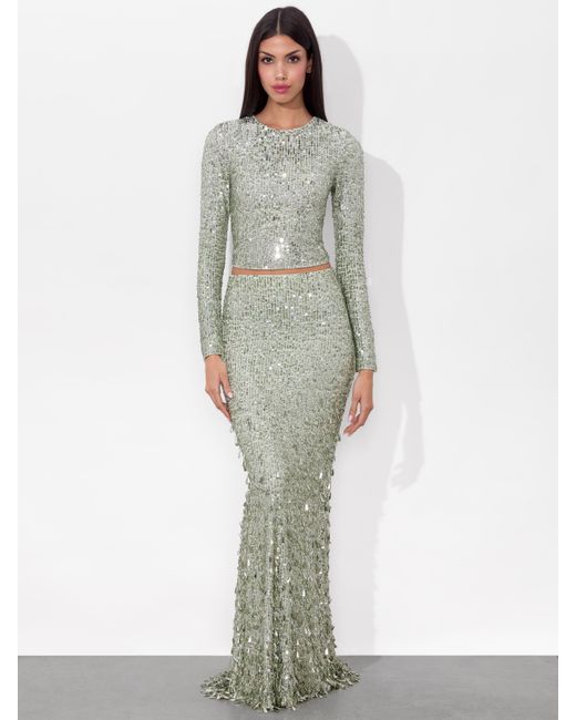 Alice + Olivia Gray Delaina Embellished Top