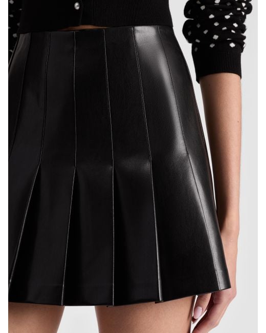 Alice + Olivia Black Alice + Olivia Carter Vegan Leather Pleated Skirt