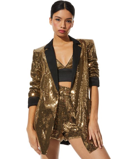 Alice + Olivia Multicolor Kylie Shawl Collar Sequin Jacket