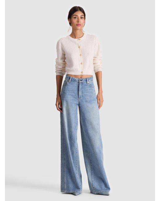 Alice + Olivia White Dollie Cashmere Cableknit Cardigan