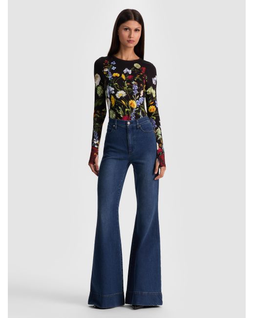 Alice + Olivia Multicolor Olea Long Sleeve Bodysuit