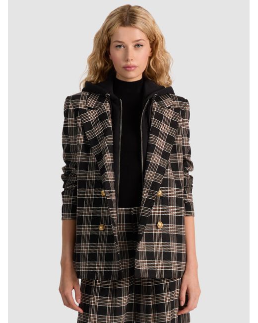 Alice + Olivia Black Jordan Blazer With Removable Hoodie