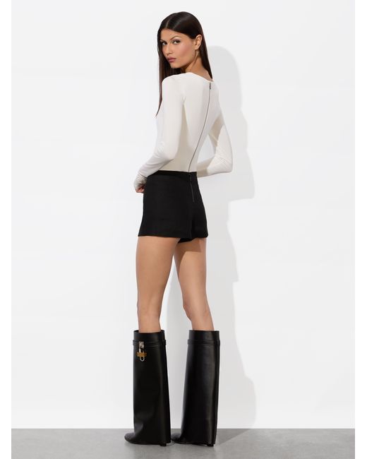 Alice + Olivia Black Mace Linen Mini Skort