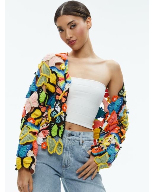 Alice + Olivia Fawn Butterfly Crochet Cardigan in Blue | Lyst