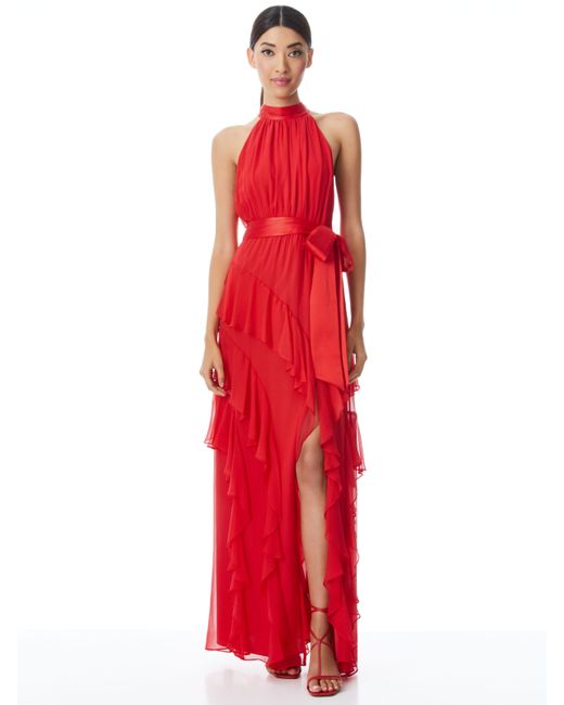 alice and olivia red gown