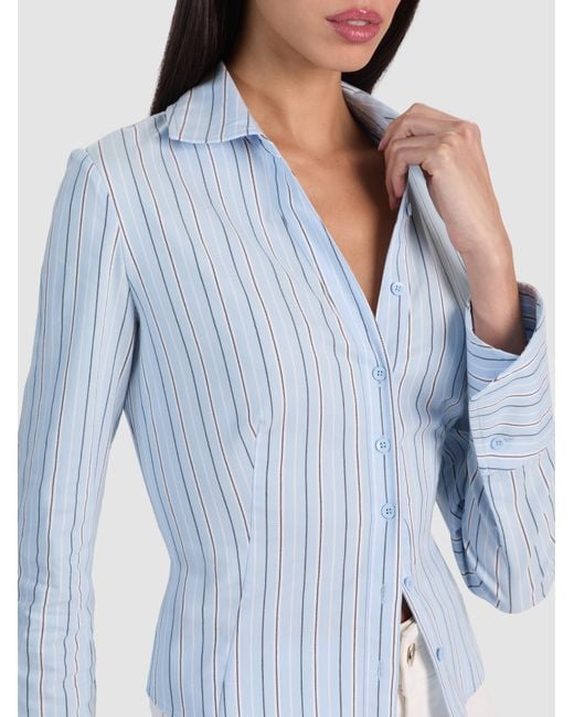 Alice + Olivia Blue Freya Button Down Top