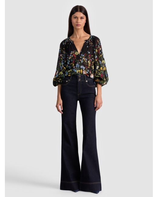 Alice + Olivia Black Thalia Button Down Blouse