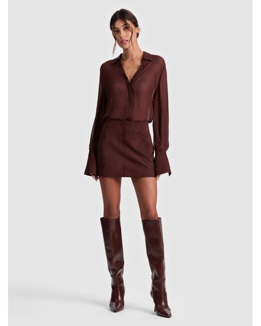 Alice + Olivia Brown Turner Button Down
