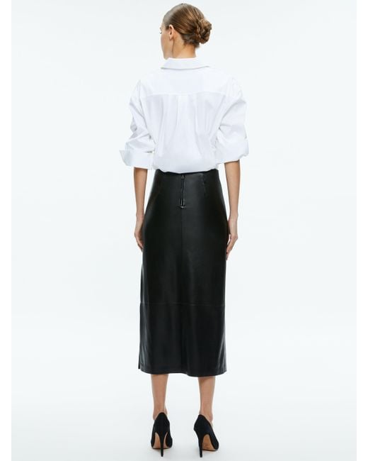 Alice + Olivia Black Maeve Vegan Midi Skirt