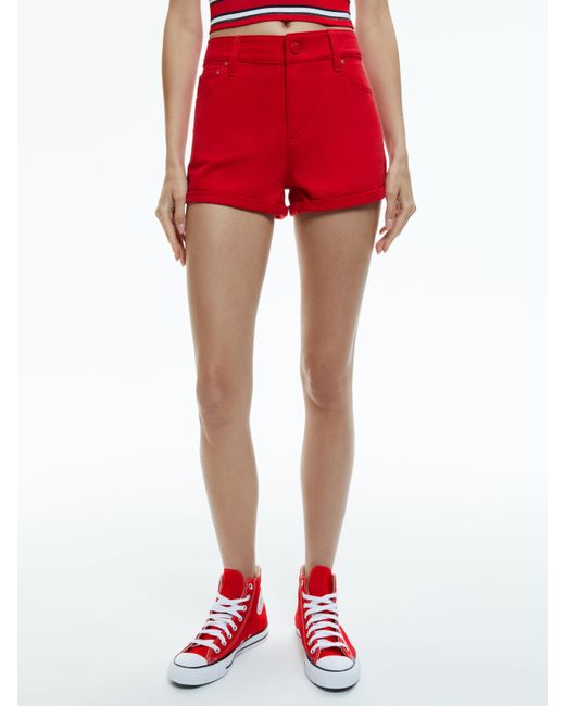 Alice + Olivia Red MAGGIE Mid Rise Vintage Shorts