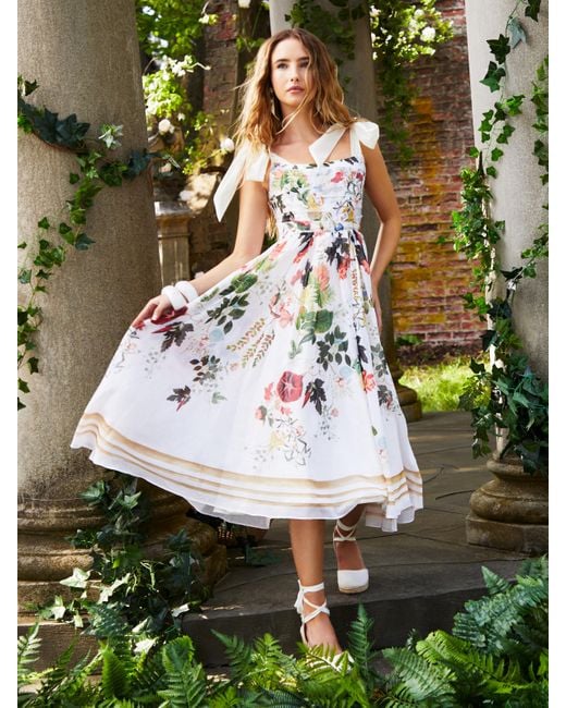 Alice + Olivia White Haven Flared Midi Dress