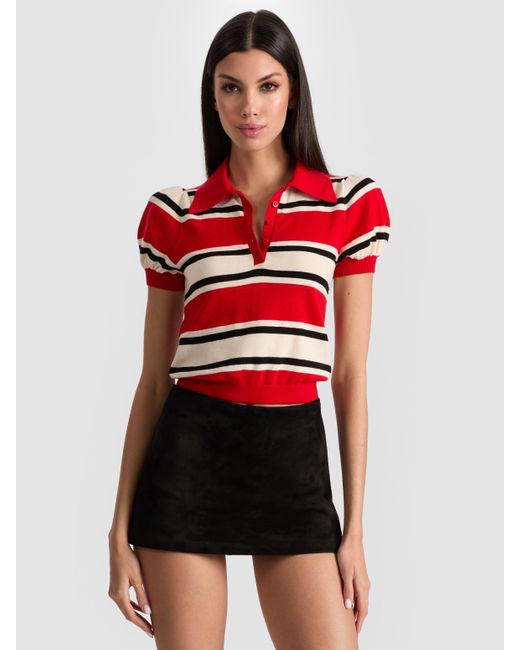 Alice + Olivia Red Ramona Striped Pullover