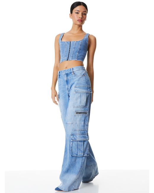 Alice + Olivia Blue Cay Cargo Jean