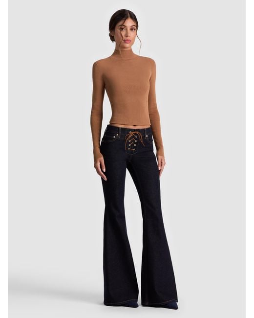 Alice + Olivia Blue Delilah Lace Up Jean