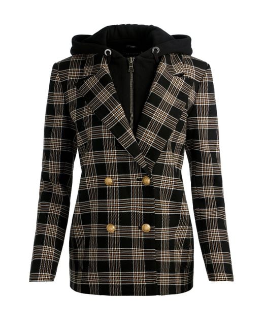 Alice + Olivia Black Jordan Blazer With Removable Hoodie