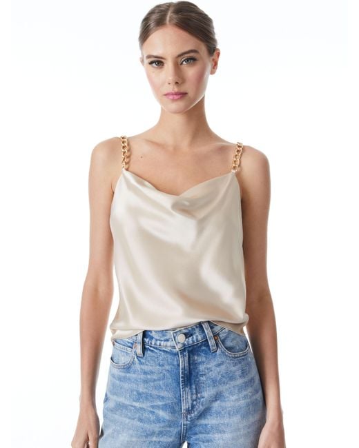 Alice Olivia Alice Olivia Harmon Chain Strap Drapey Slip Tank