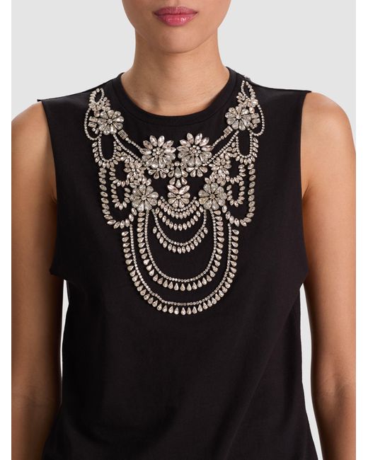 Alice + Olivia Blue Dede Embellished Tank