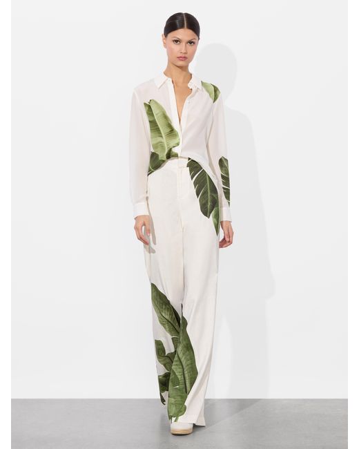 Alice + Olivia Green Willa Silk Blouse