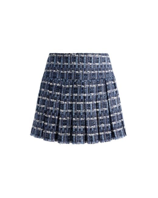 Alice + Olivia Blue Emilie Frayed Box Mini Skirt