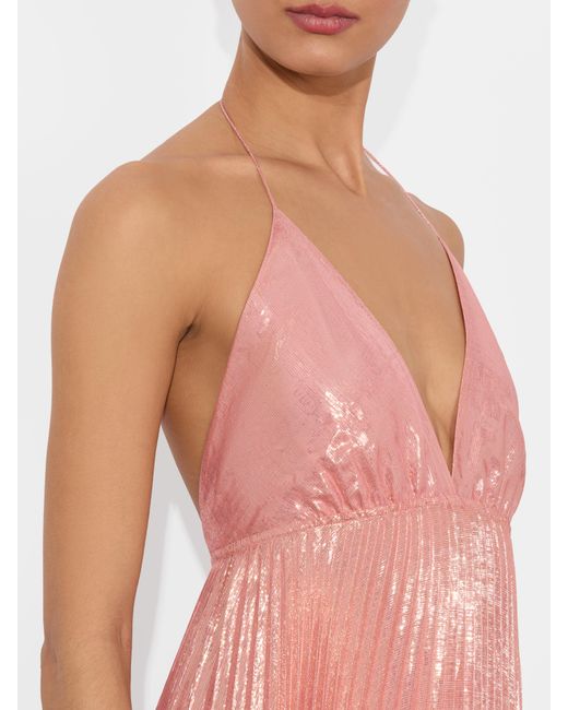 【Alice+Olivia】ADALYN メタリック シルク シフォン ドレス Alice + Olivia Adalyn Pleated Metallic Halter Maxi Dress