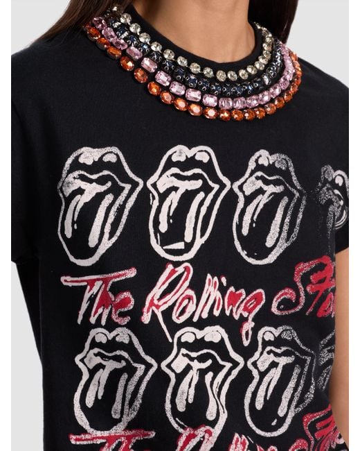 Alice + Olivia Blue Maxie Embellished Band Tee