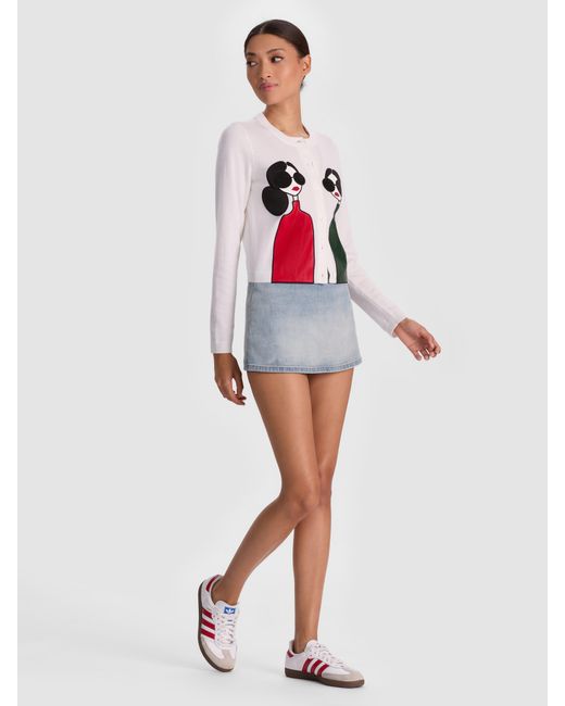 Alice + Olivia White Ruthy Staceface Caridgan