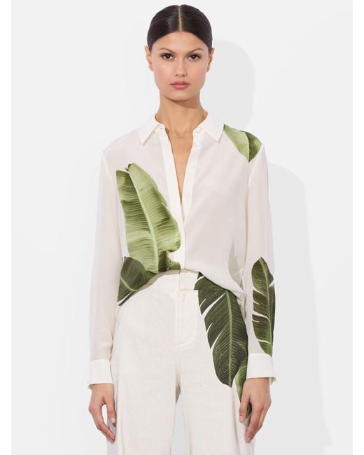 Alice + Olivia Green Willa Silk Blouse