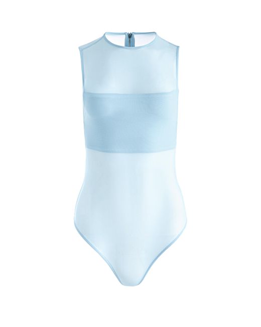 Alice + Olivia Blue Bandeau Sleeveless Bodysuit
