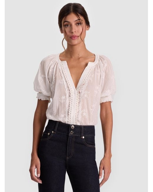 Alice + Olivia White Thalia Button Down Blouse