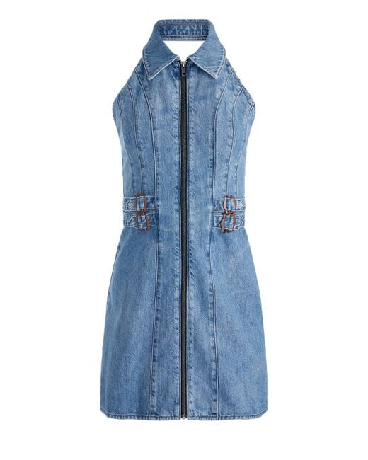 【Alice+Olivia】AXELLE サイドバックル付き デニム ワンピース Alice + Olivia Axelle Denim Mini Dress in Blue | Lyst